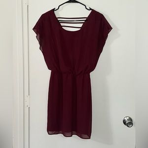 Maroon Mini Open Back Dress